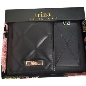 Trina Turk Passport Cover & Luggage Tag Gift Set Womens One Size Black